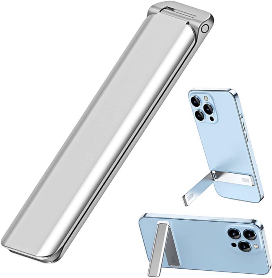Cell Phone Kickstand,Vertical and Horizontal Aluminum Phone Stand for Desk,Adjustable Phone Holder Stand for Desk Compatible with iPhone 15/14/13/12/11Samsung Huawei All Smartphones-Silver