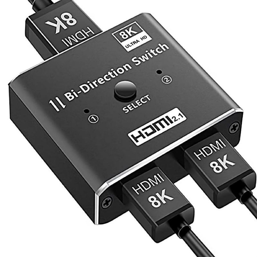 HDMI 2.1 Switch 8K HDMI Switcher, 4K 120hz HDR Aluminum Bi-Directional Switch Splitter 2 in 1 Out or 1 in 2 Out, Support High Speed 48Gbps 8K@60Hz, for PS5, Xbox Series X, Apple TV, Samsung TV LG TV